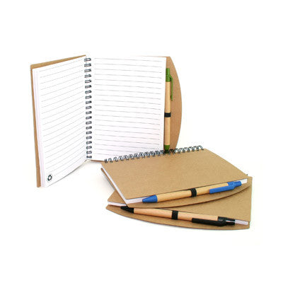 Eco-Friendly Notebook with Pen (Brown with BLK;BLU;GRN)